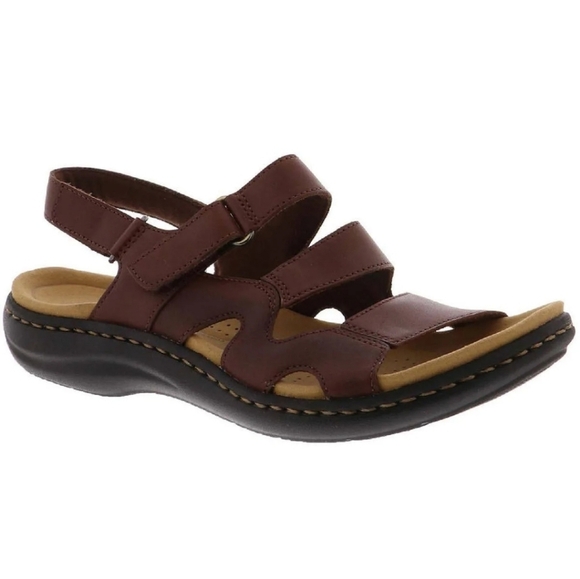 Clarks Shoes - Clarks Collection Laurieann Brown Leather Round Toe Sandals Size 10M Women